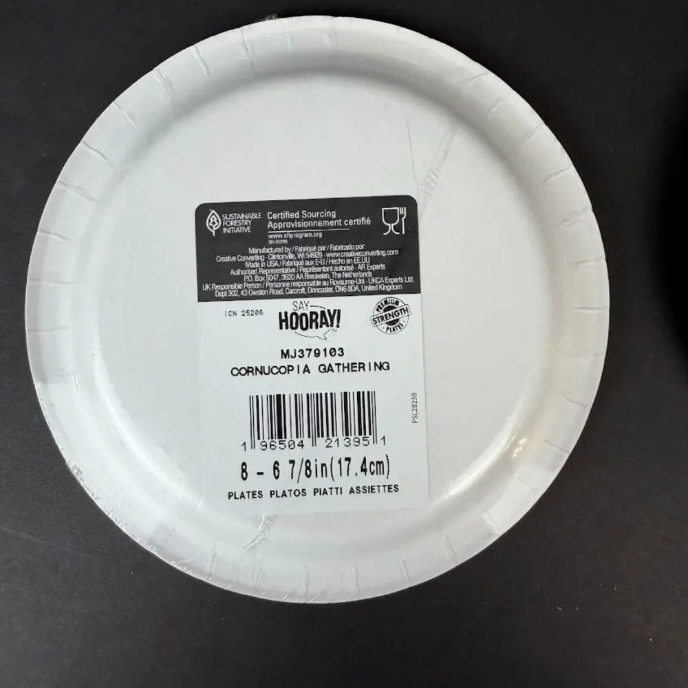 3 Packs Small Paper Plates, 4 Packs Paper Luncheon Napkins-Fall/Thanksgiving-NEW